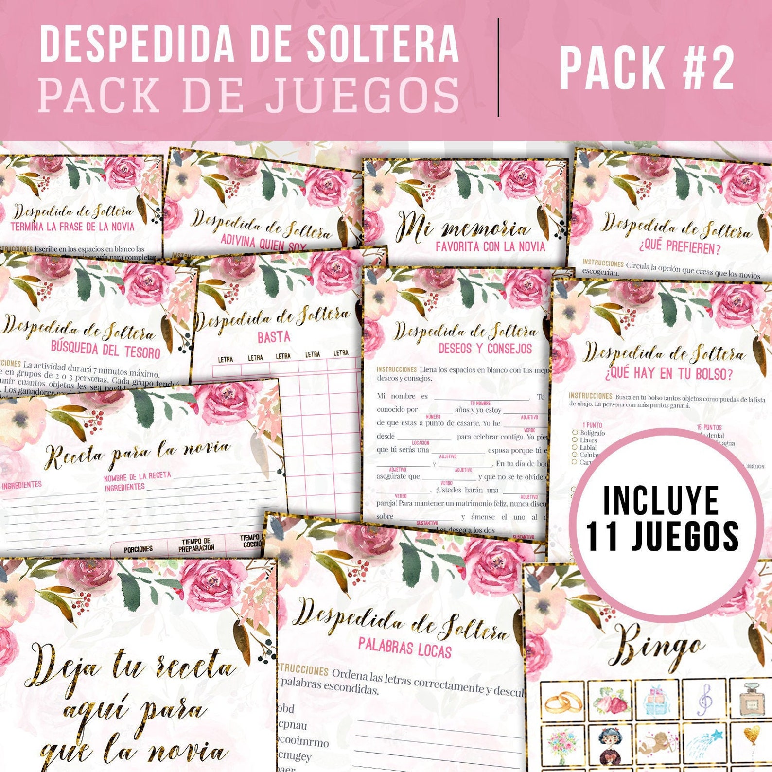 Bridal Shower Games in Spanish Juegos Despedida De Soltera | Etsy