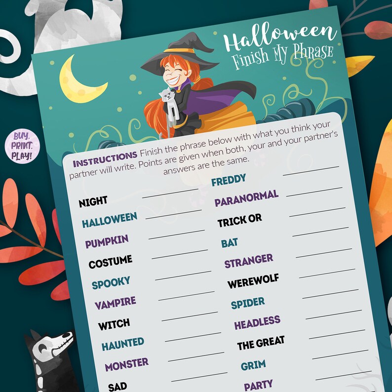 11 Halloween Games Witch Themed Party Games Bundle Etsy