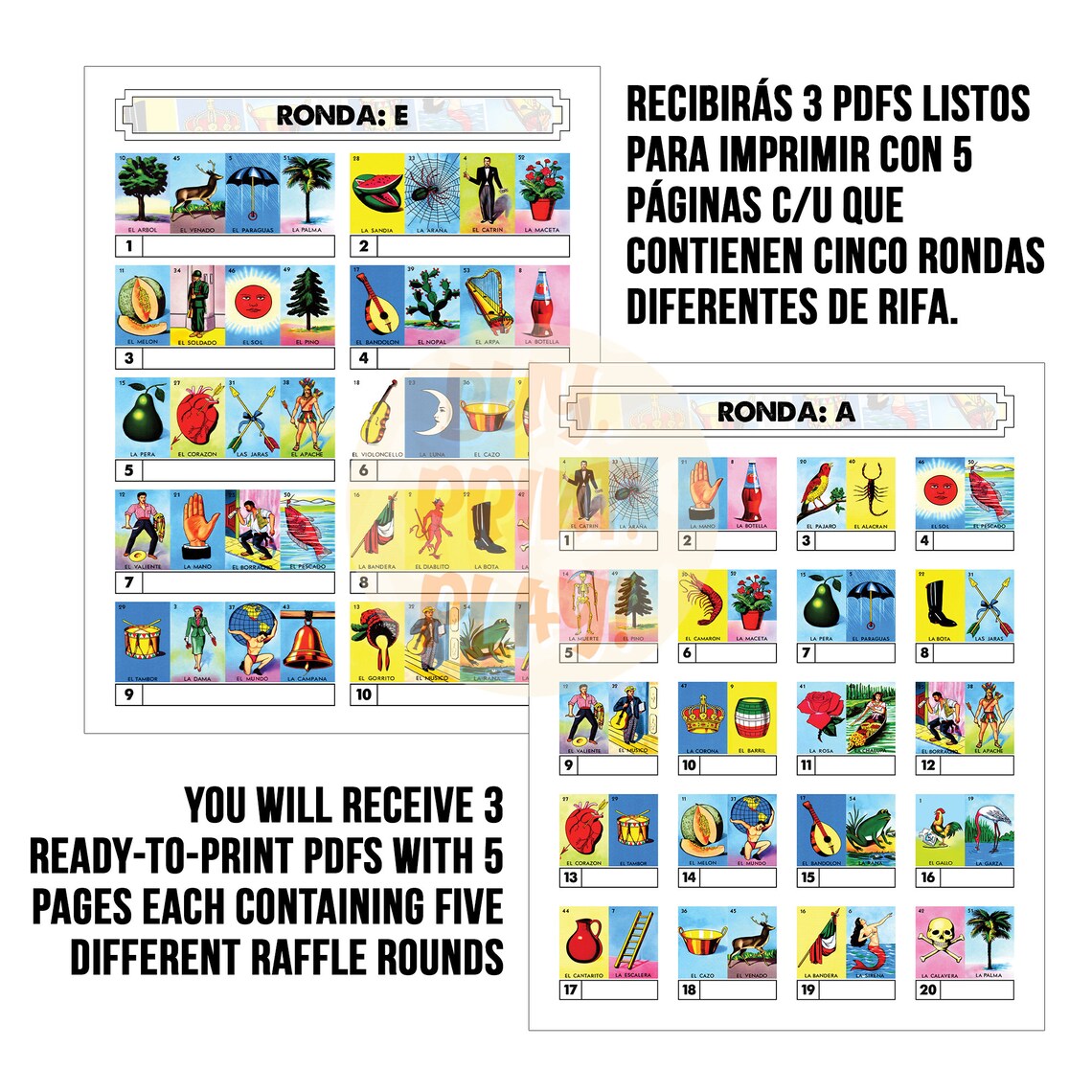 Loteria Raffle Sheets Bundle Includes 4 different types of | Etsy