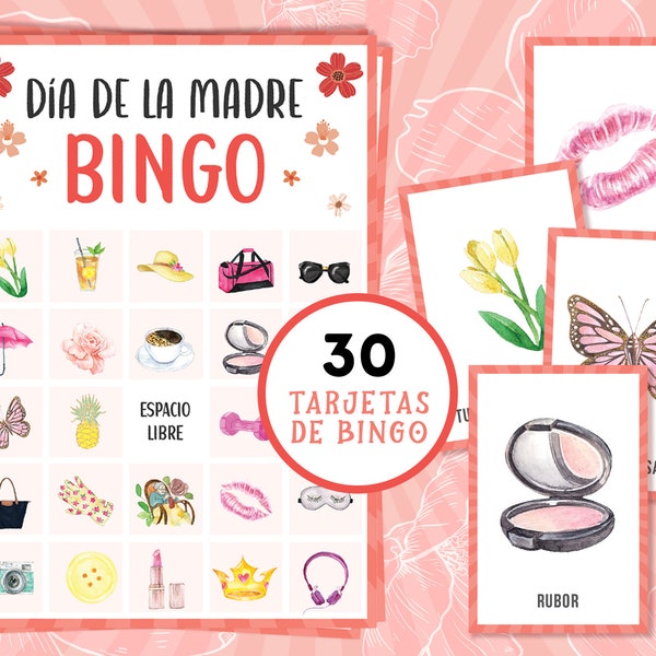 Bingo Dia de La Madre | 30 Tarjetas de Bingo Imprimibles en español | Spanish Mothers Day Bingo Game