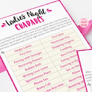 Ladies Night 30 Charades Prompts Printable Games for Adults Funny ...