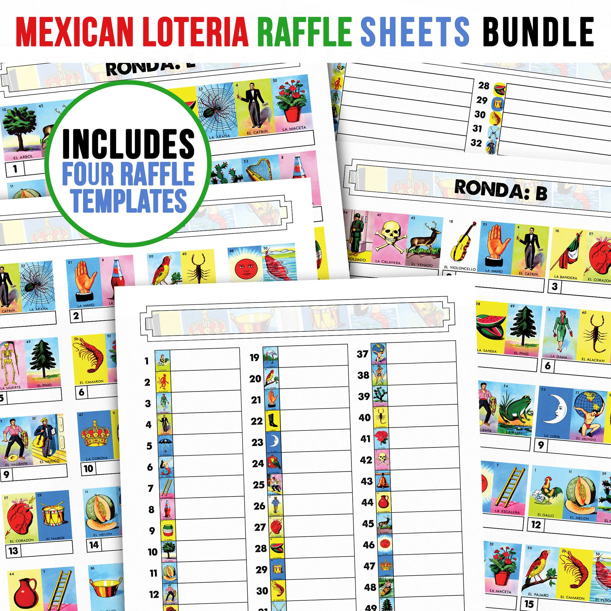 Pack de Rifa de Loteria Mexicana Incluye 4 tipos de rifa | Etsy España