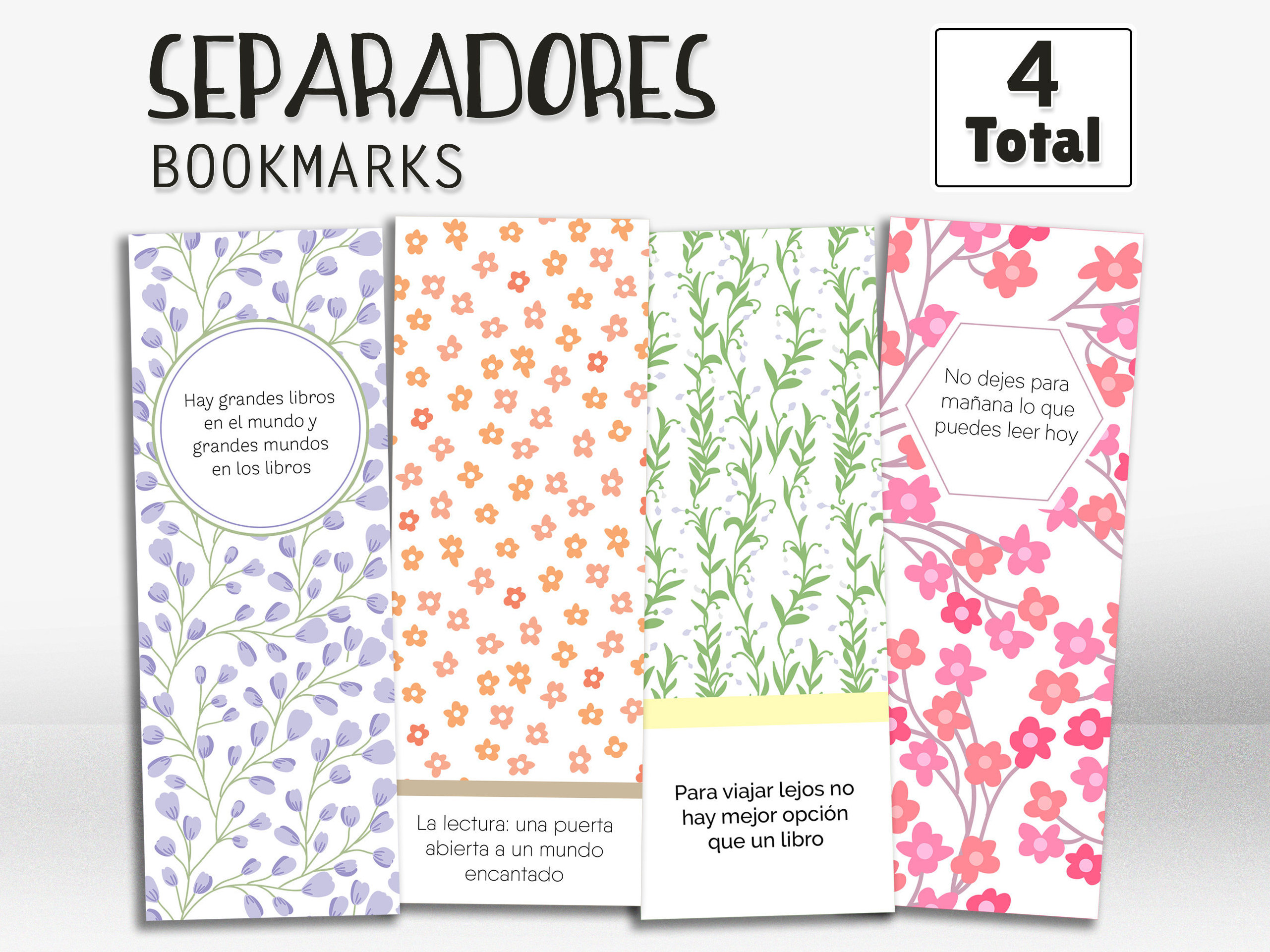 Cute bookmarks bookmark in spanish bookmark set printable Etsy