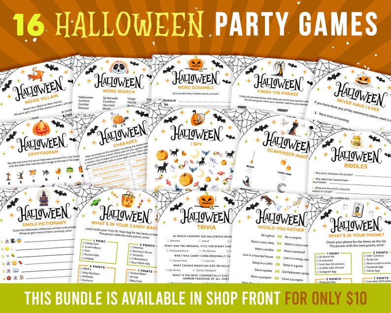 Halloween Games Never Have I Ever Ever or Never Trivia Spooky Party Printables Digital Download image 9