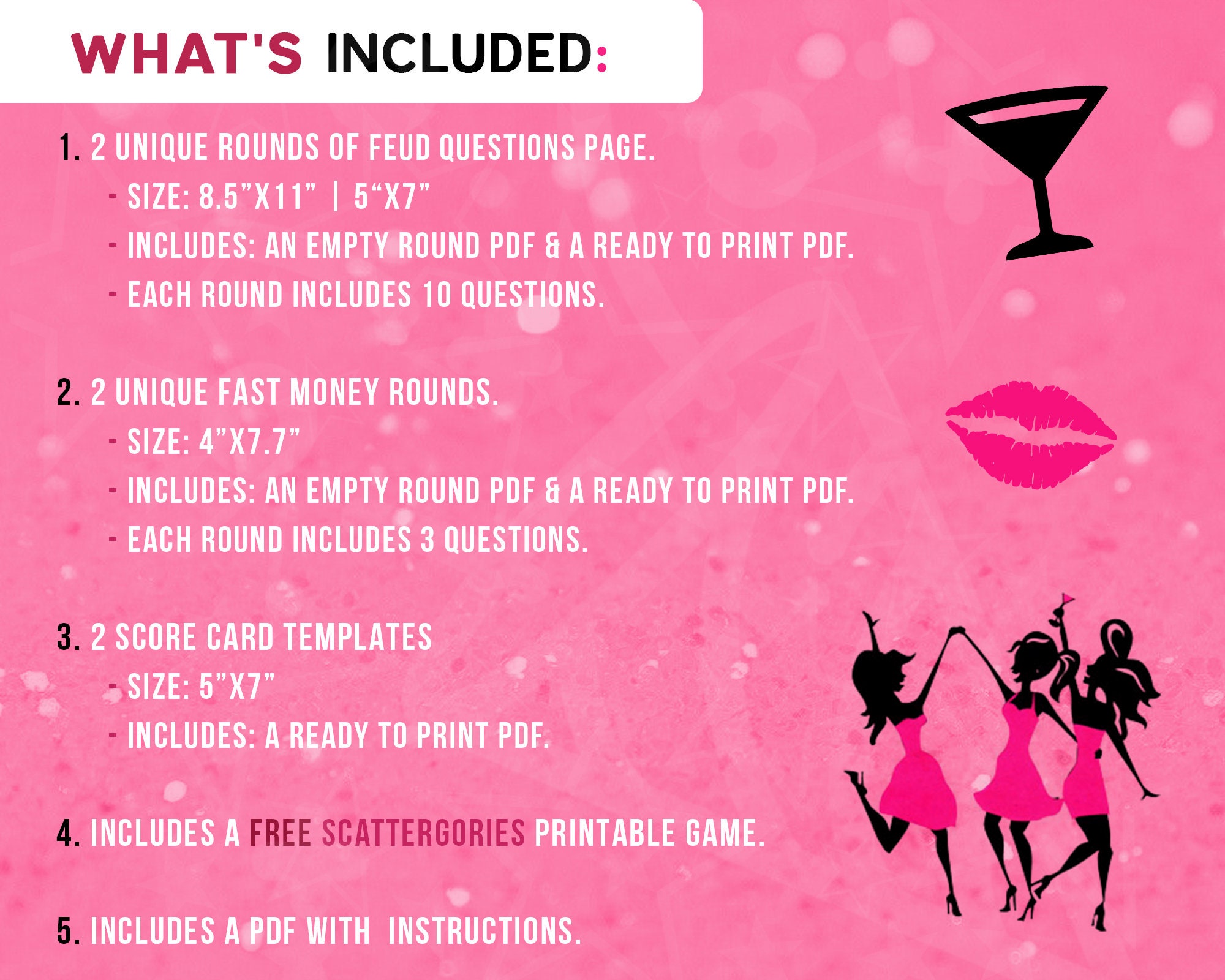 Ladies Night Feud Girls Night Games Bachelorette Party - Etsy Canada