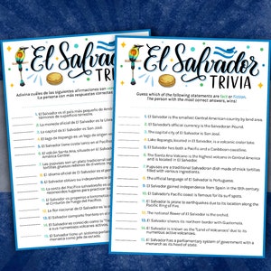 Trivia de El Salvador / Mes de la Herencia Hispana / Realidad o ficción bilingüe del Día de la Independencia de Centroamérica / Descarga digital