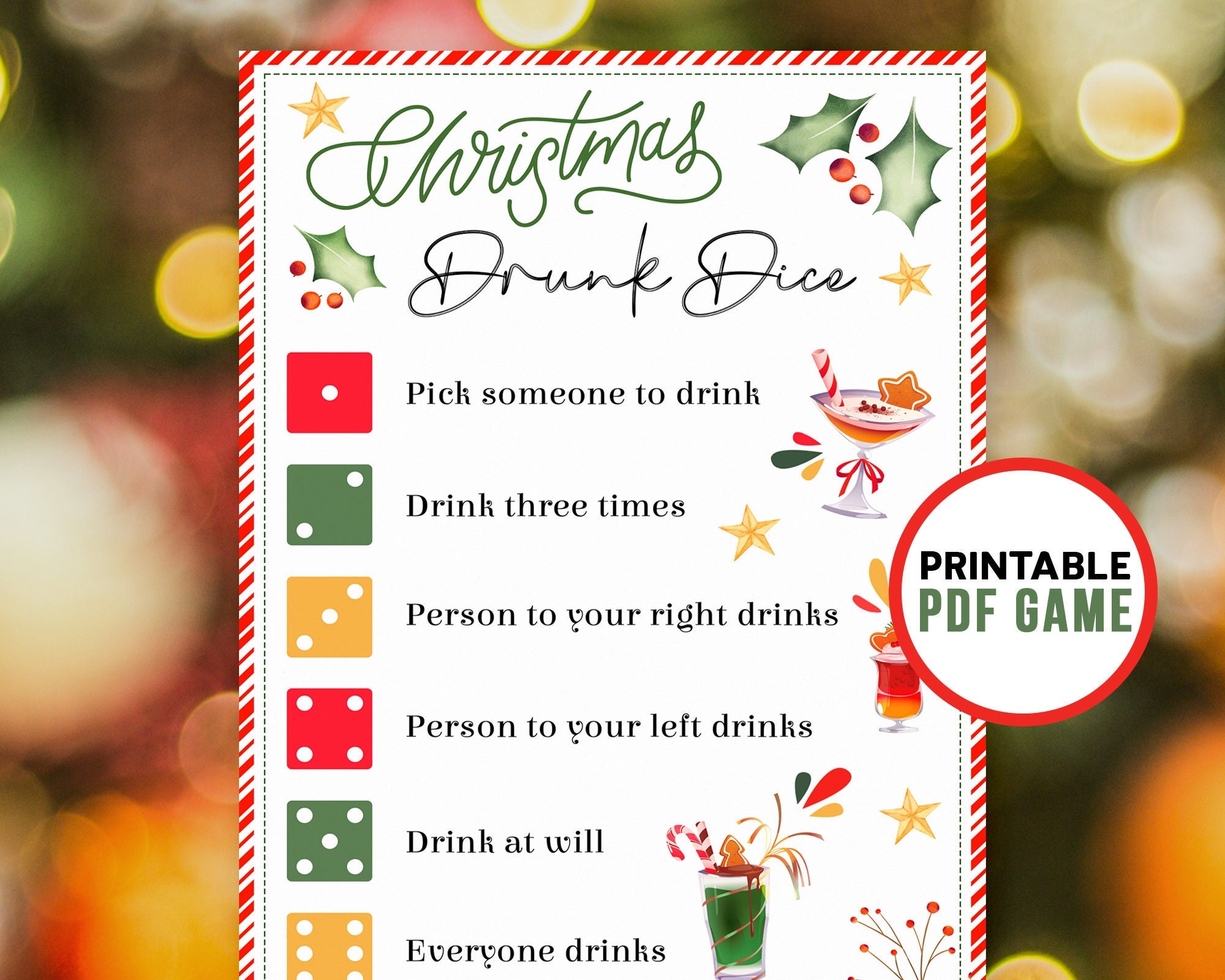 Christmas Drunk Dice Game Drinking Games for Adults Etsy UK