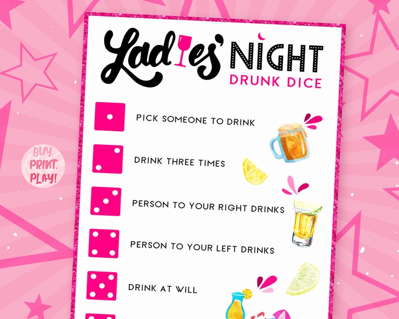 Drunk Dice Game Fun Ladies Night Games Girls Night Out Etsy