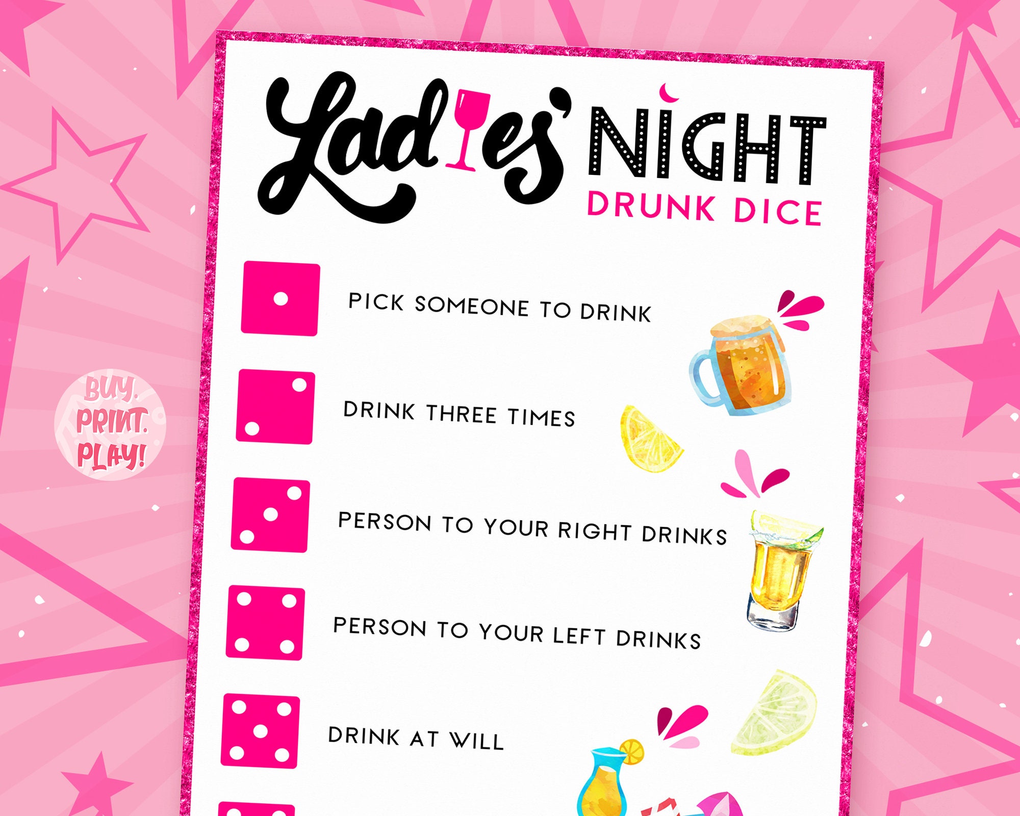 Drunk Dice Game Fun Ladies Night Games Girls Night Out | Etsy