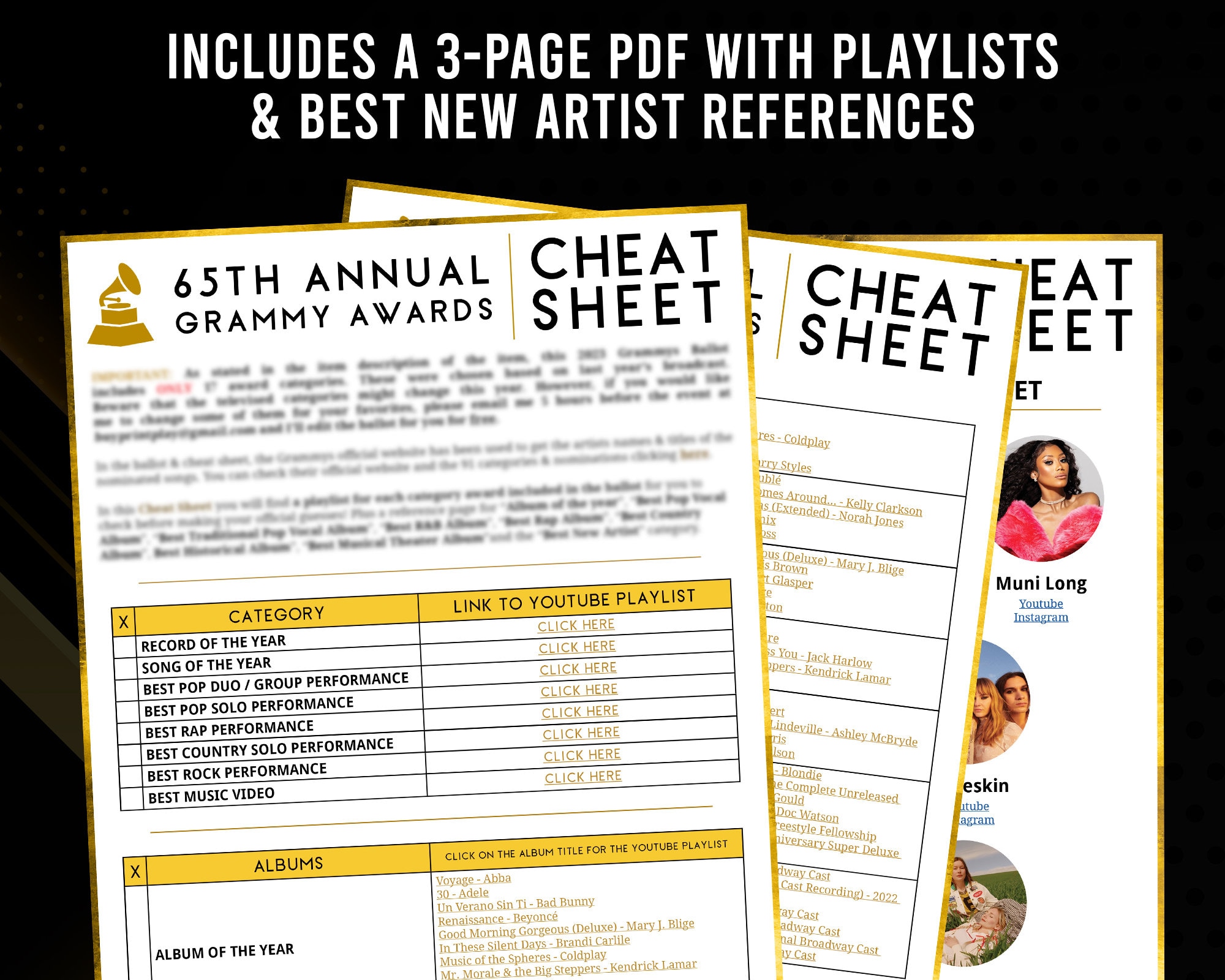 2023 Grammys Ballot 65th Music Awards Predictions Academy - Etsy