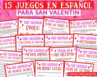 15 Juegos de San Valentin para adultos | Spanish Valentines Games Bundle for adults | Printable Activities | Digital Download