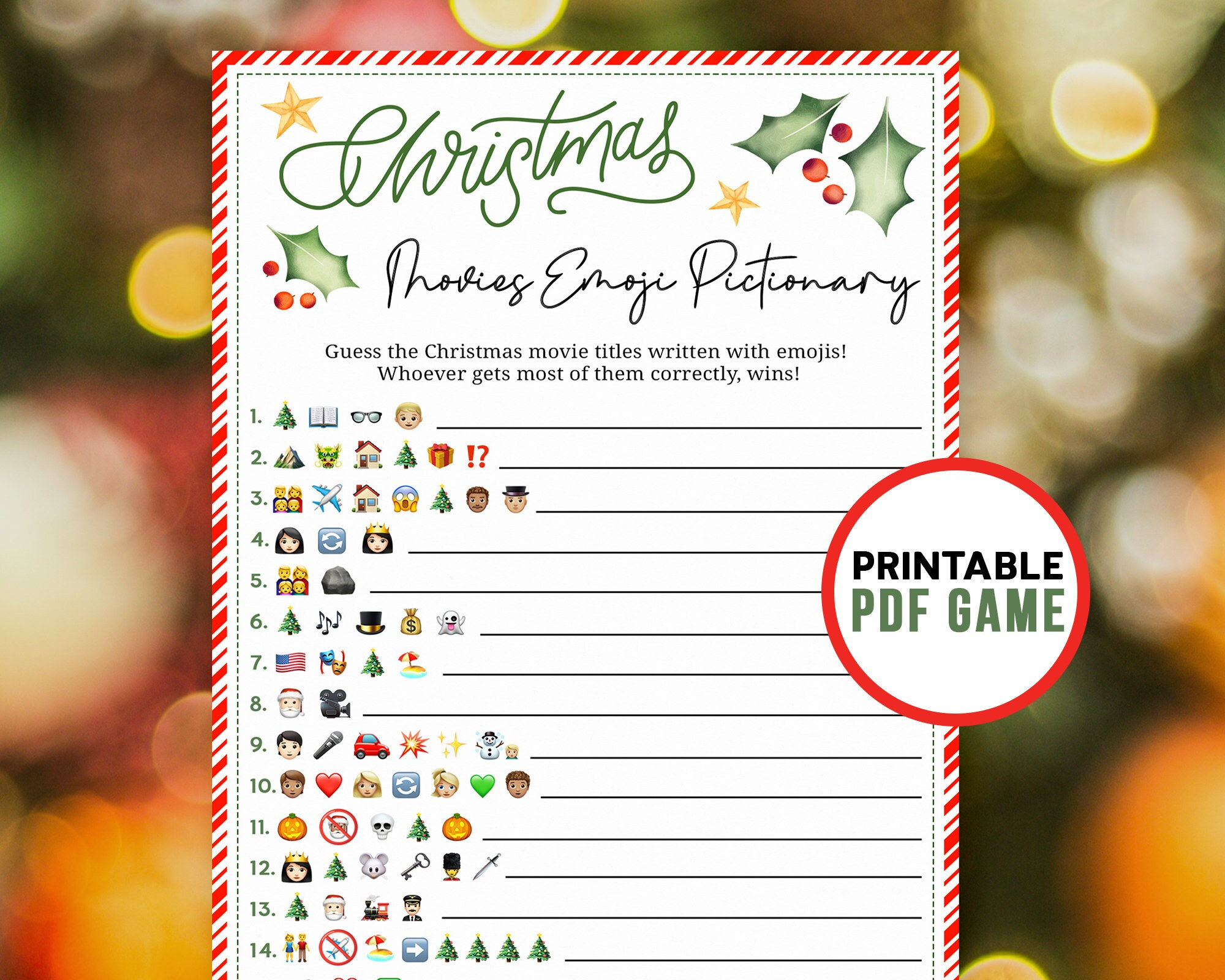 Christmas Movies Emoji Pictionary Game Printable Christmas - Etsy Denmark