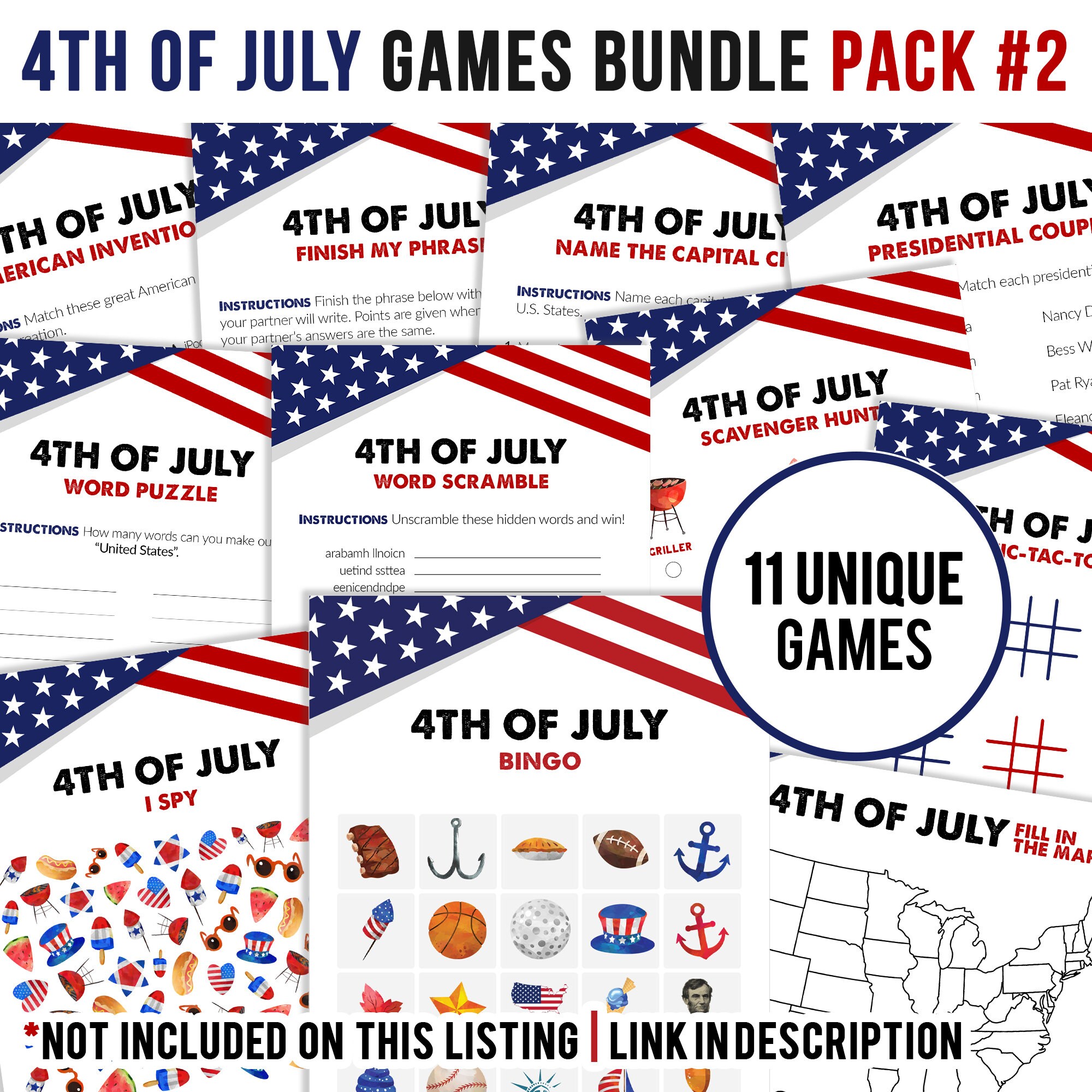 4th of July Games US Independence day Printable Games  Etsy