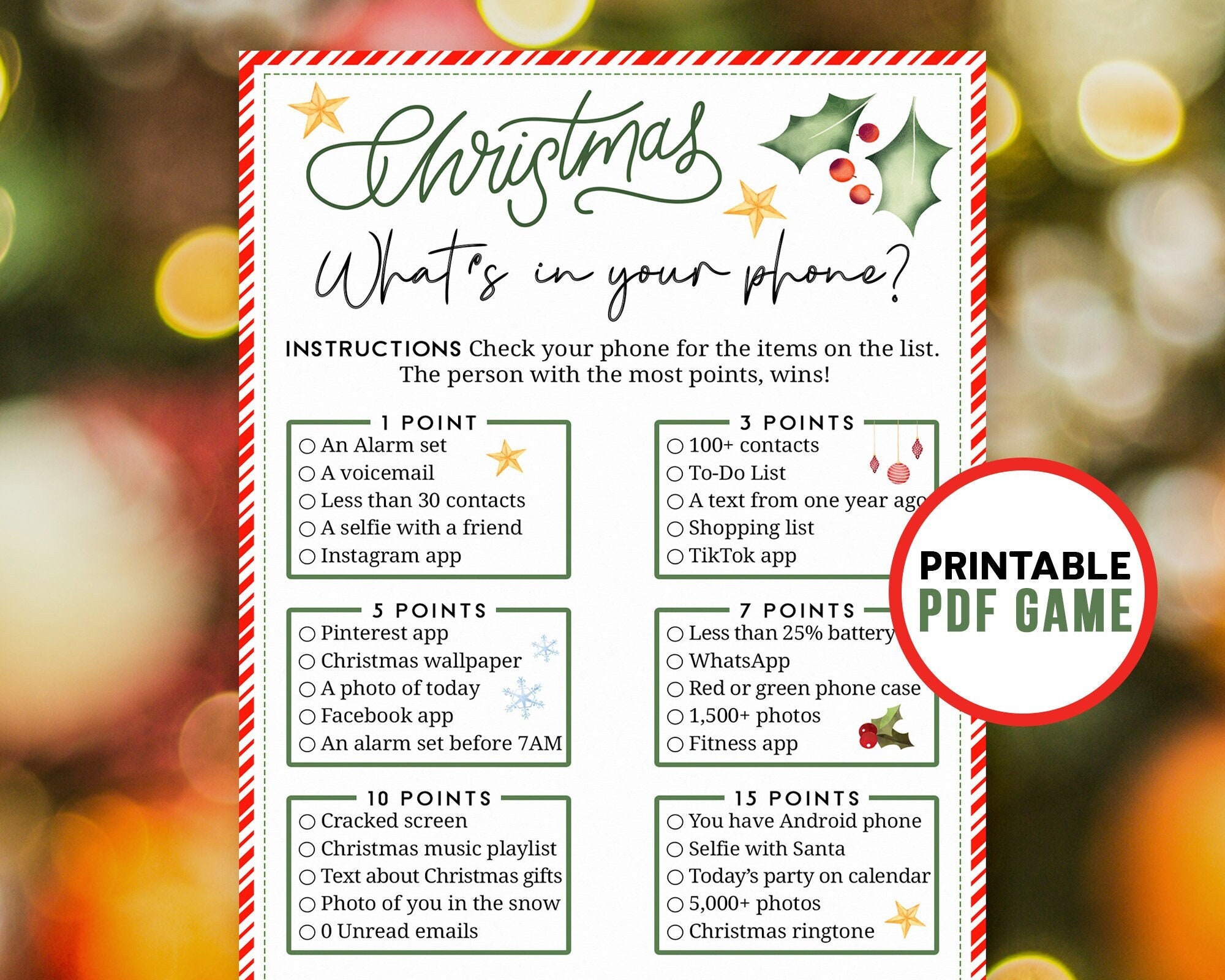 Fun Christmas Whats in Your Phone Christmas Party Games - Etsy