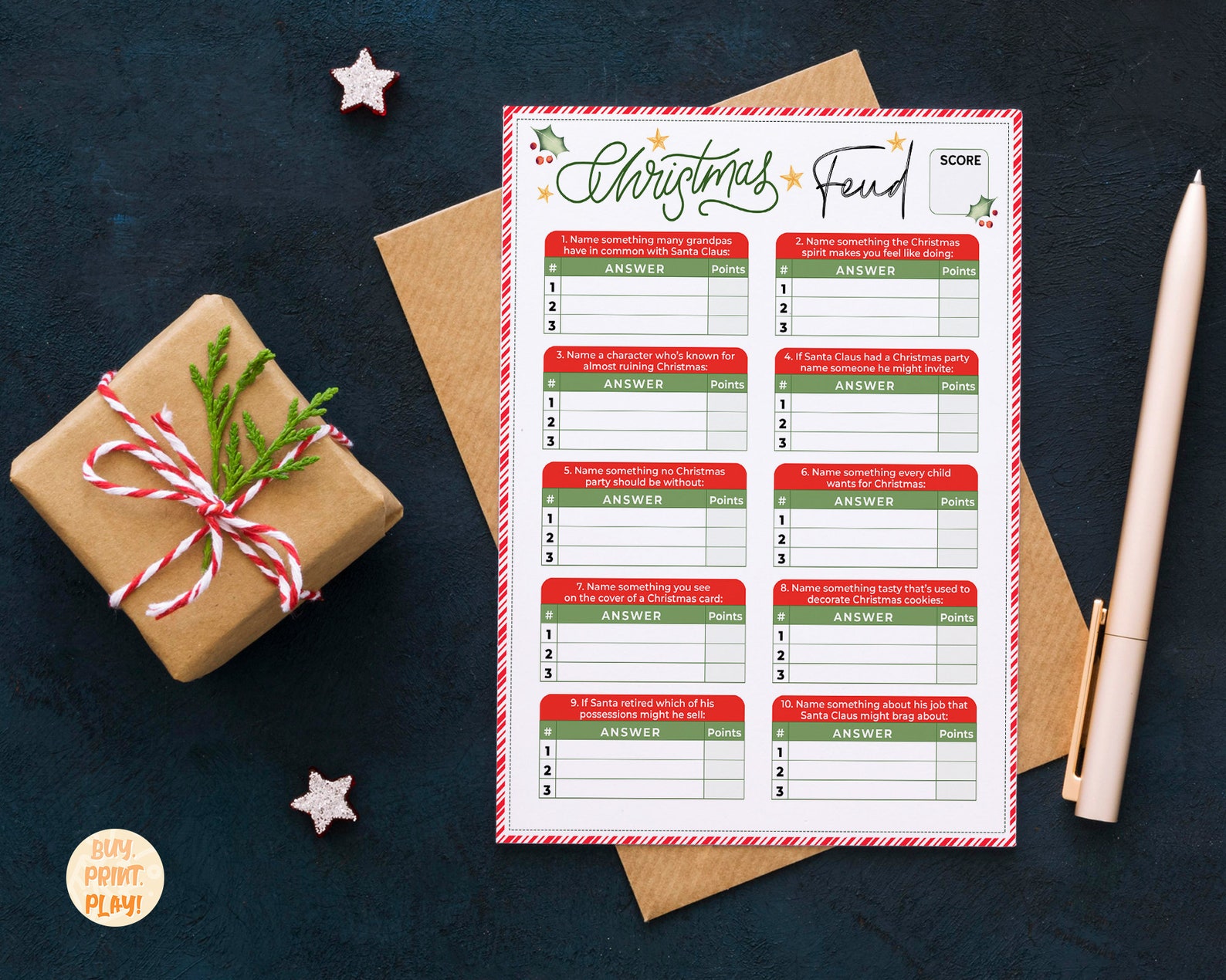 Printable Christmas Games Family Feud Christmas Party Office | Etsy