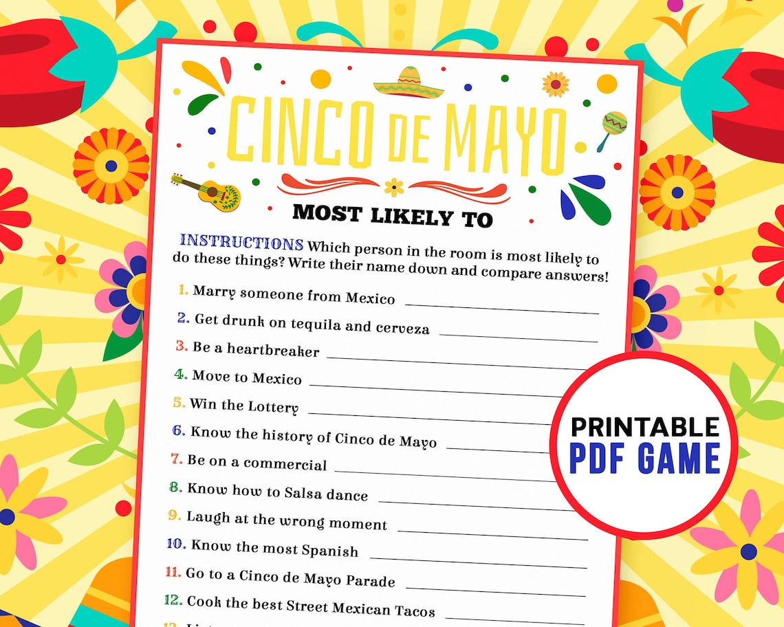 Cinco De Mayo Games Most Likely to Games for Adults Etsy