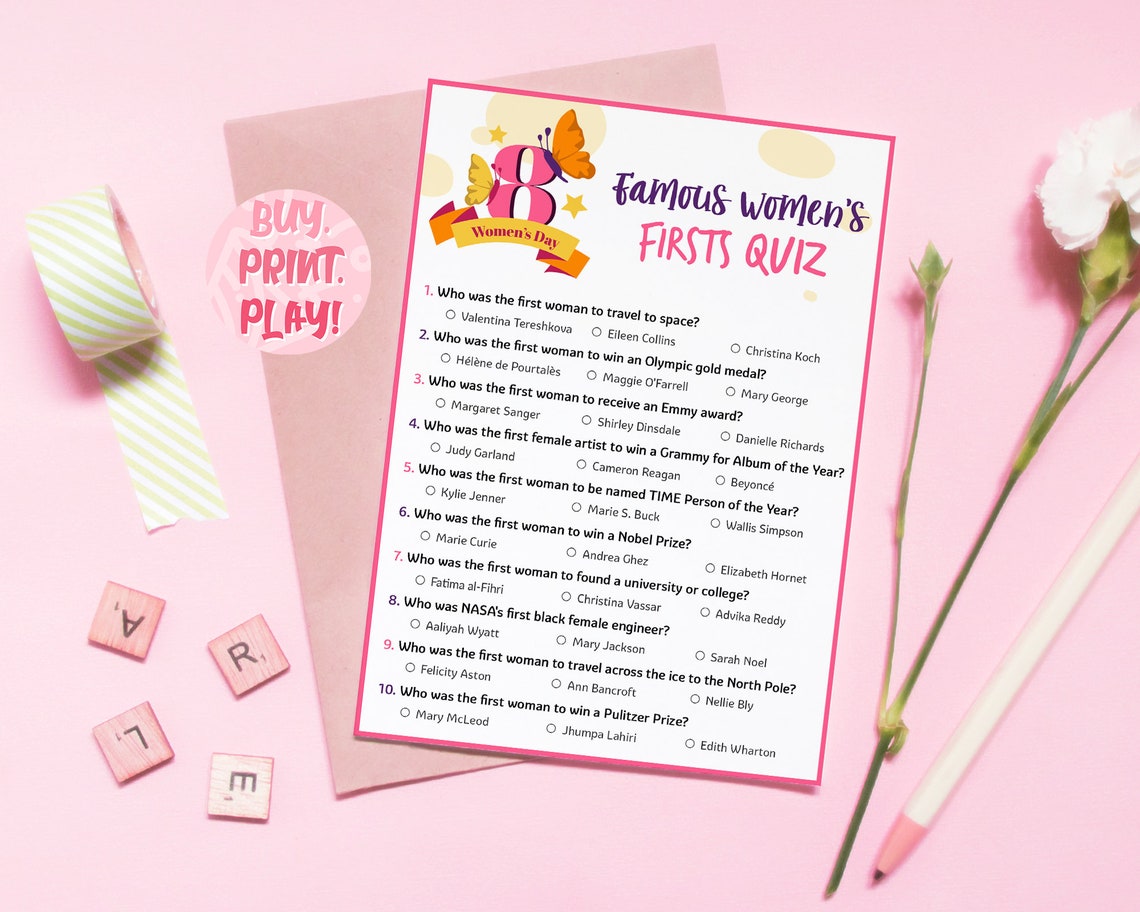 Womens Firsts Trivia Game International Womens Day Printable | Etsy