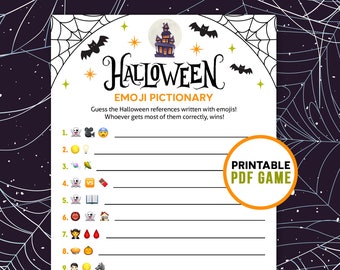 Halloween Games - Emoji Pictionary | Party Printables for kids and adults | Office Party Activity Ideas