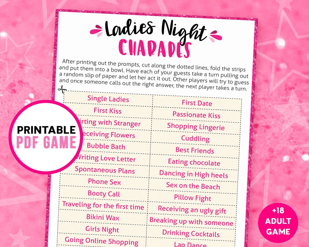 Ladies Night 30 Charades Prompts Printable Games for Adults Funny ...