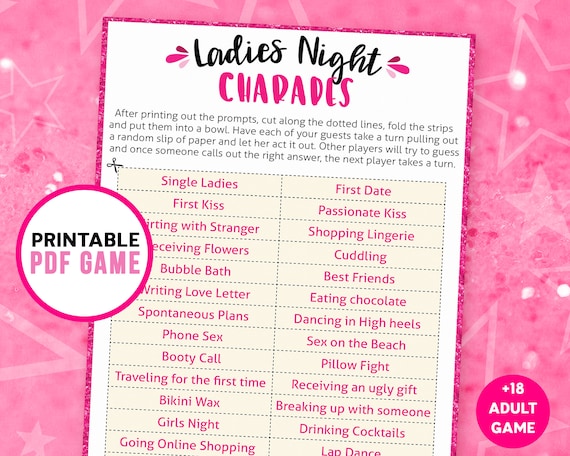 Ladies Night 30 Charades Prompts Printable Games for Adults - Etsy ...
