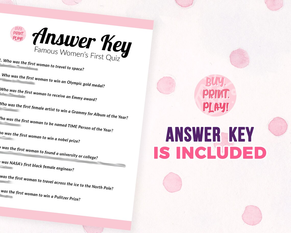 Womens Firsts Trivia Game International Womens Day Printable | Etsy