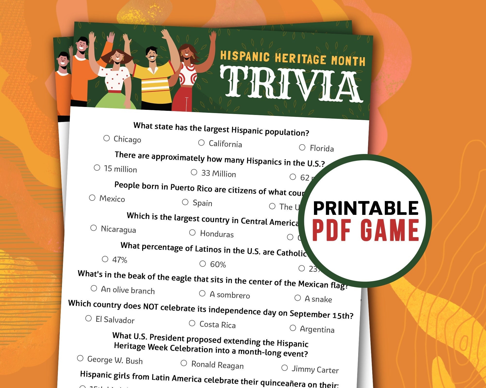 Hispanic Heritage Month Trivia Game Latin American History Etsy