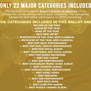 2024 Grammys Ballot With 22 Major Categories for 66th Music Awards ...
