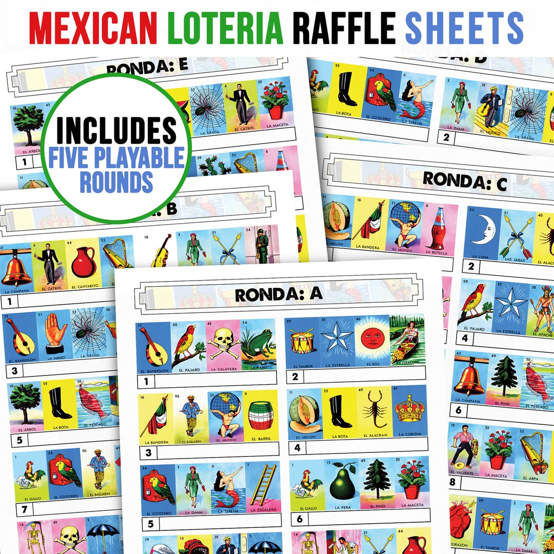 Loteria Raffle Sheets | Includes 10 Quartets per Round | Páginas Para ...