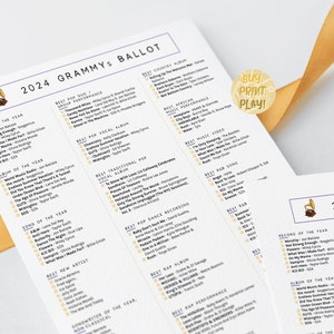 Grammy Awards Ballot With 22 Major Categories Printable Predictions ...