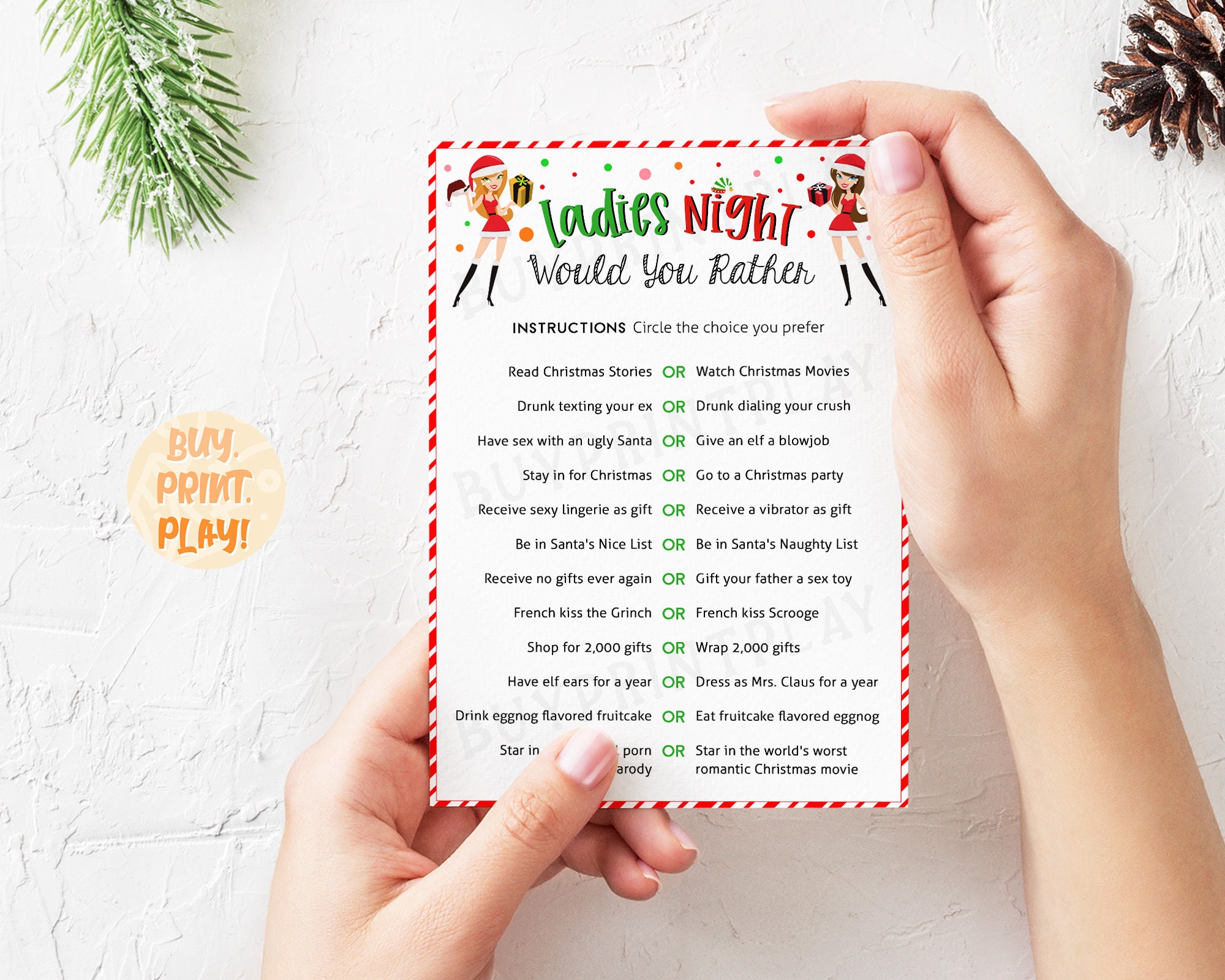 Christmas Drunk Sex - Christmas Would You Rather Ladies Night Friendsmas Games - Etsy
