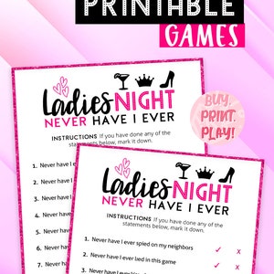 Ladies Night Games Never Have I Ever Printable Game - Etsy