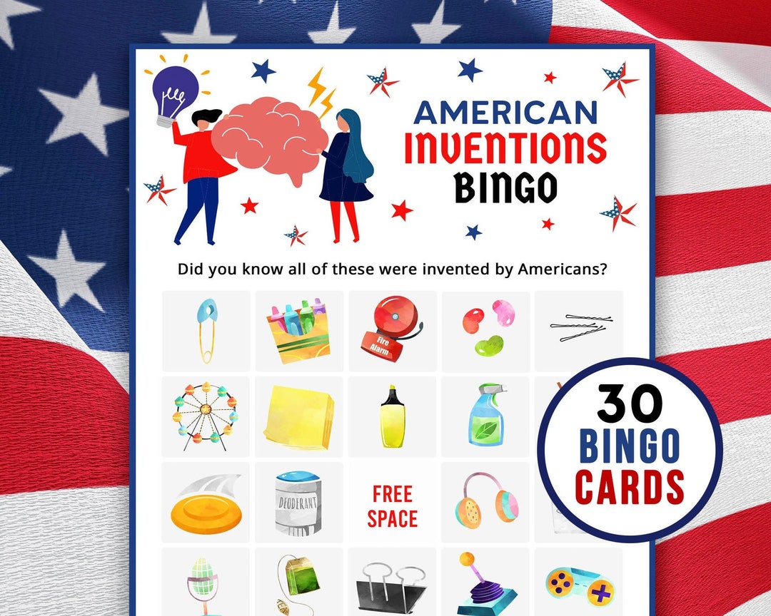 American Inventions Bingo Game | 4th of July Family Party Printable ...