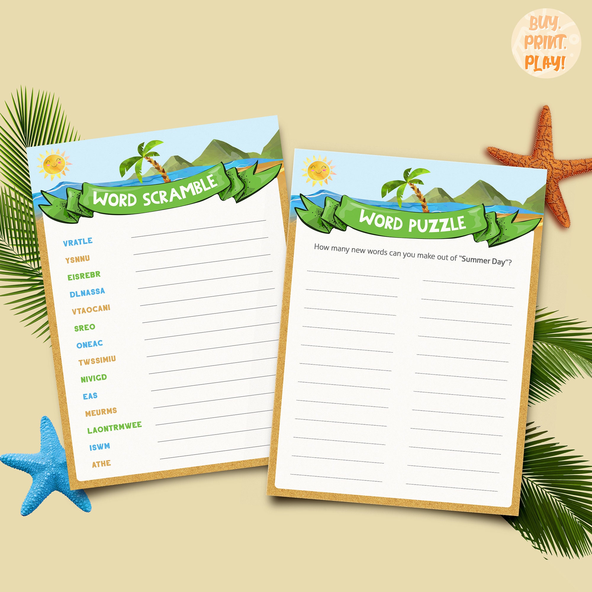 summer printable games for kids games bundle activity set etsy