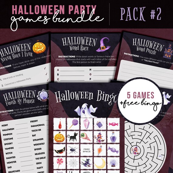 Printable Halloween Games Bundle Printable Activities Free | Etsy