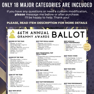 Grammy Awards Ballot 2024 Printable Music Awards Predictions Sheet Grammy Awards Ballot 2024 Printable Music Awards Predictions Sheet