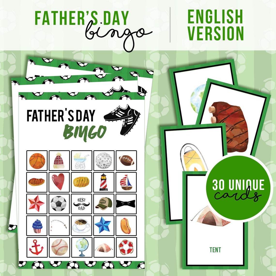 fathers day bingo printable game etsy