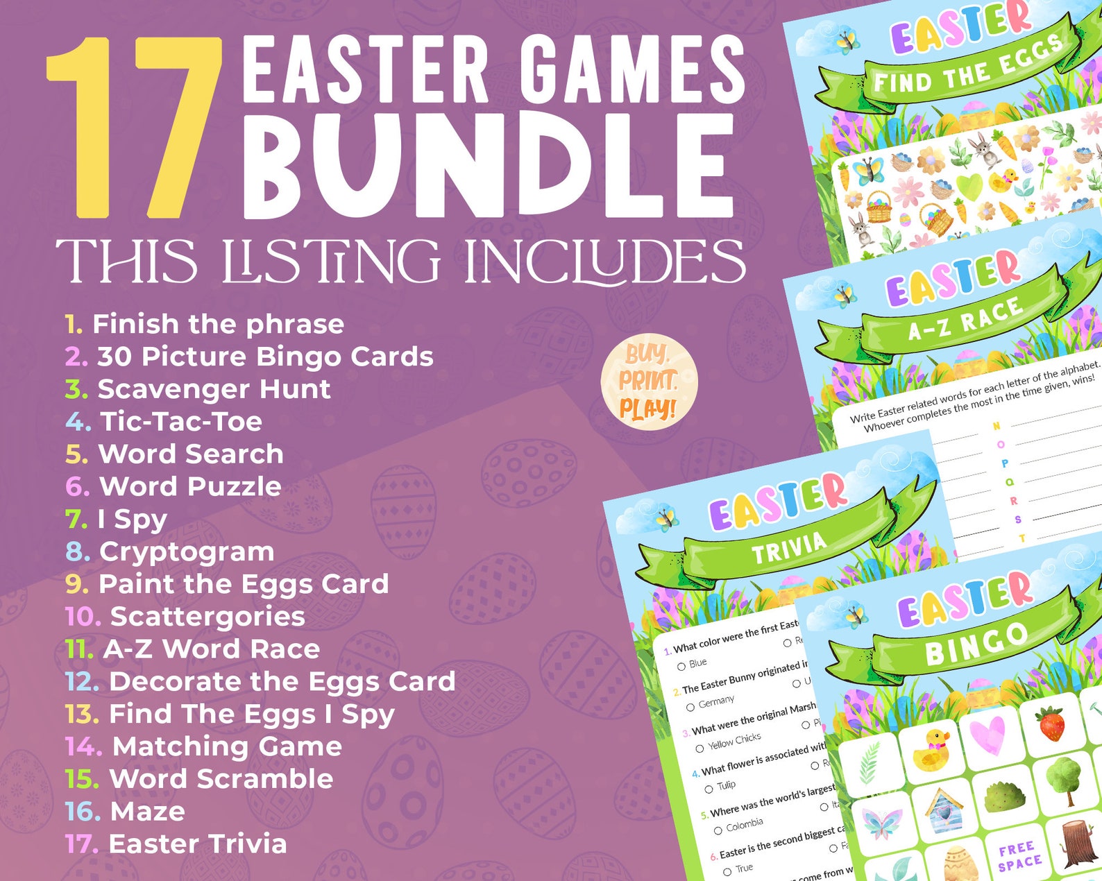 Printable Easter Games Bundle Fun Party Activities for Kids - Etsy