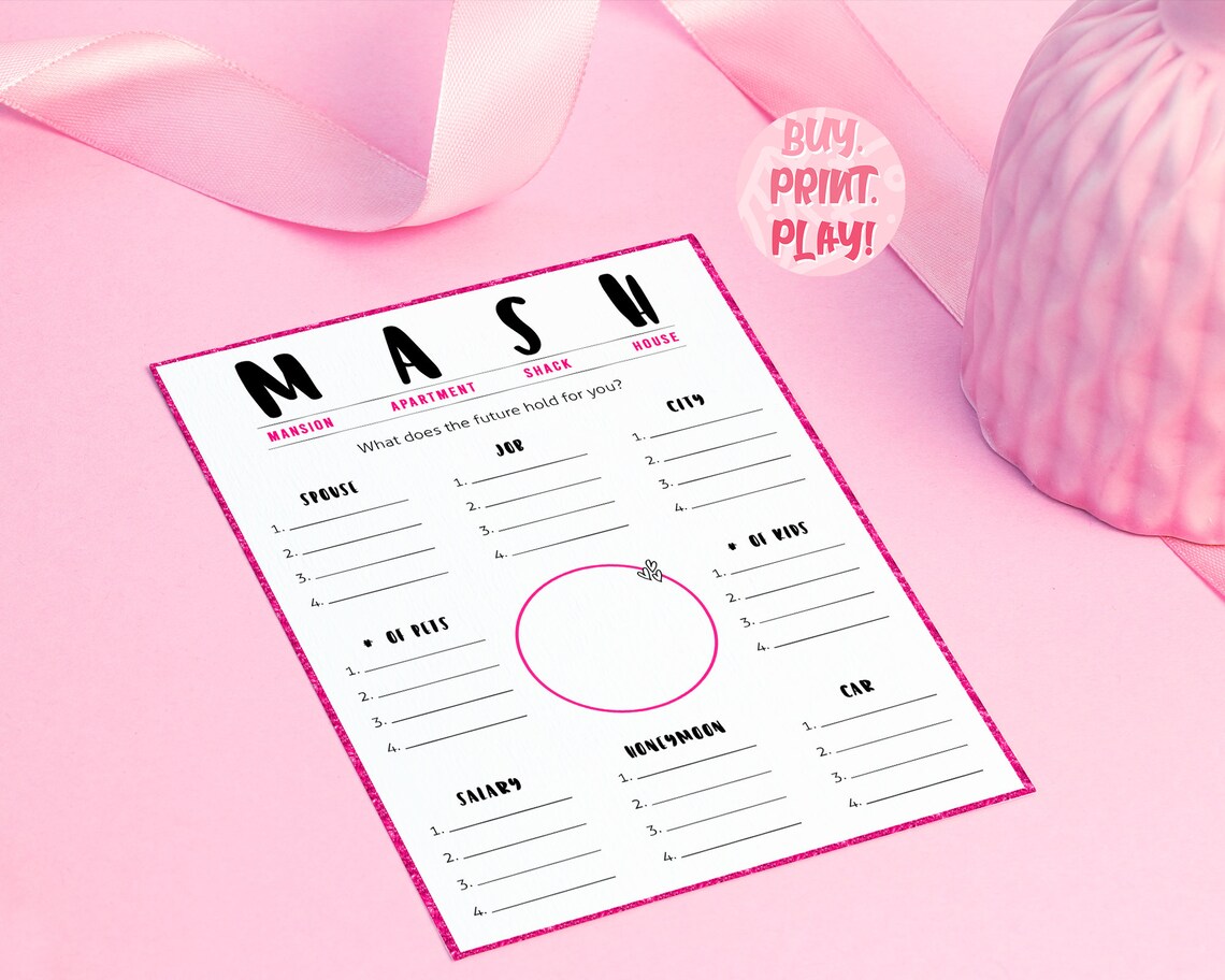Mash Game Girls Party Printable Game Ladies Night Games - Etsy