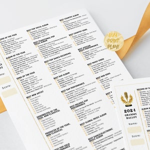 Fun 2024 Grammys Voting Ballot Printable Predictions Game for ...