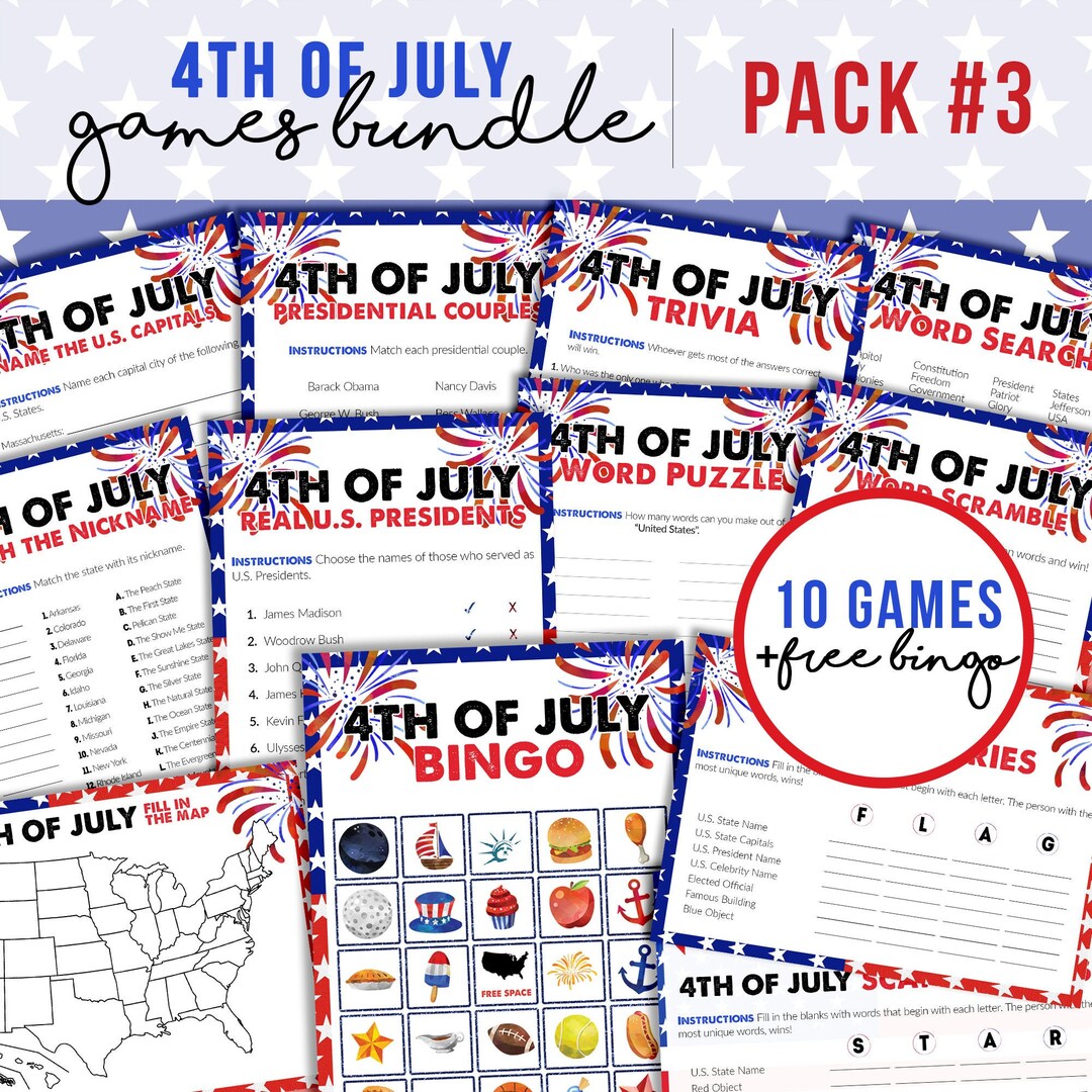 Fourth of July Games | Printable Activities | Party Games | USA ...