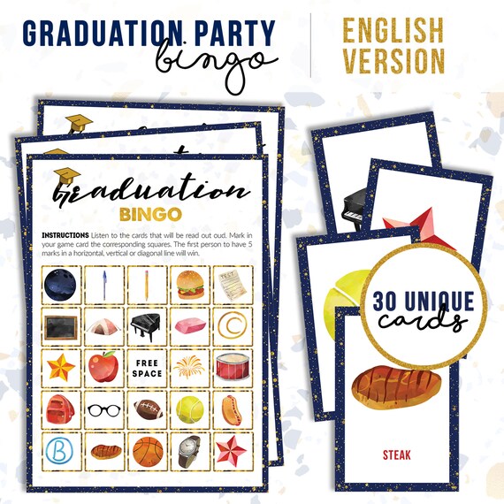graduation bingo class of 2021 printable party game bundle etsy norway