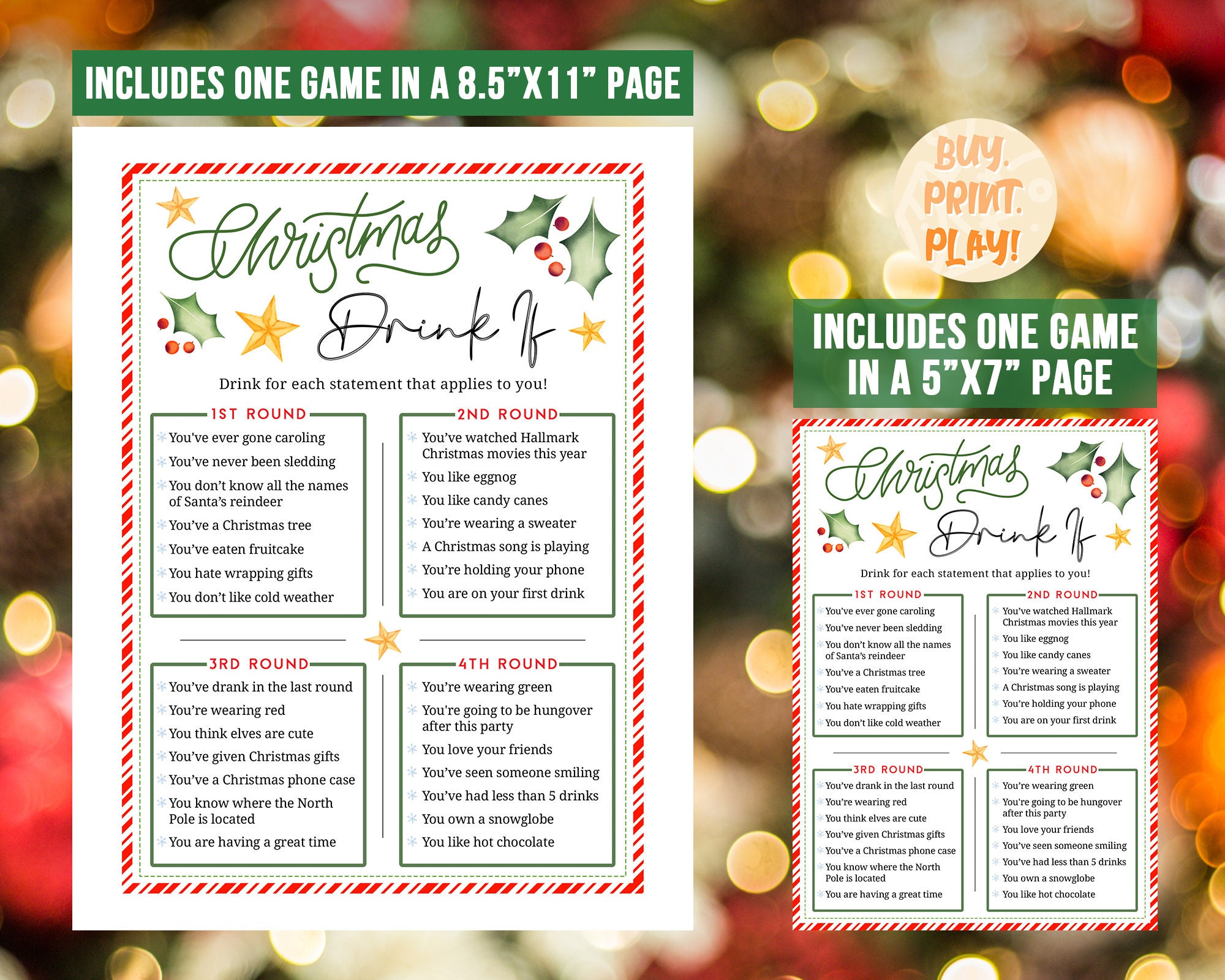 Fun Christmas Party Drink If Game Drinking Games for Adults - Etsy