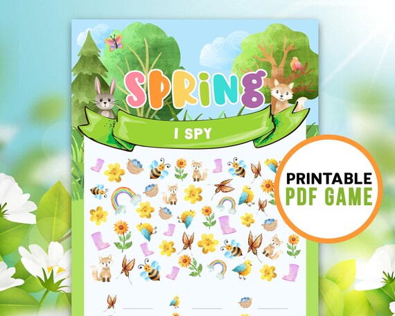 Fun Printable Spring I Spy Springtime Games for Kids | Etsy