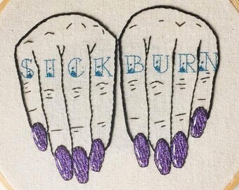 Sick Burn Knuckle Tattoo Embroidery - handmade, decorative, nails, contemporary, modern