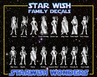 Family Decal Star Wars MOMs - The Original StarWars Sticker - Car Decal - Rey Leia tie pilot boushh snow trooper queen amidala padme ashoka