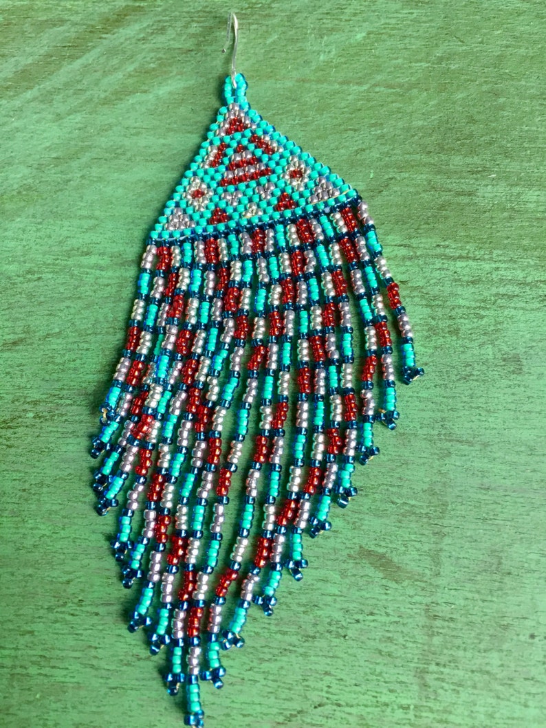 Seed Bead Earrings Fringe Earrings Native American Beaded | Etsy