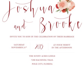 Floral Square Wedding Invitation Design
