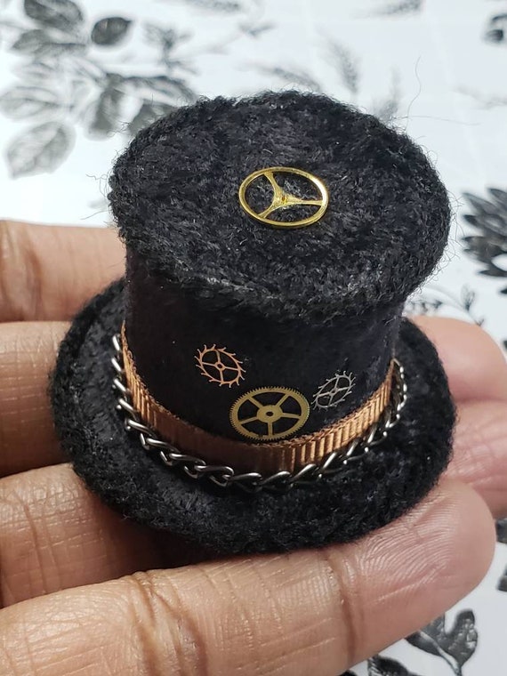 Tiny Black Steampunk Top Hat Black With 