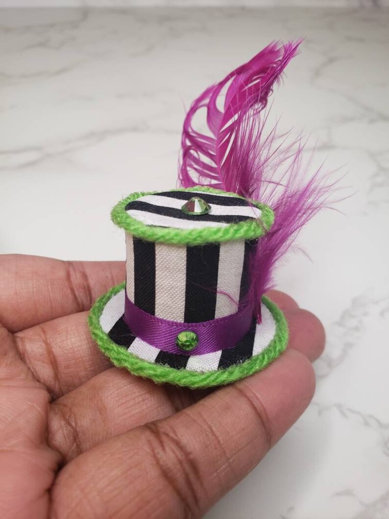 Beetlejuice Closed Bottom Tiny Top Hat Black White Stripe Etsy