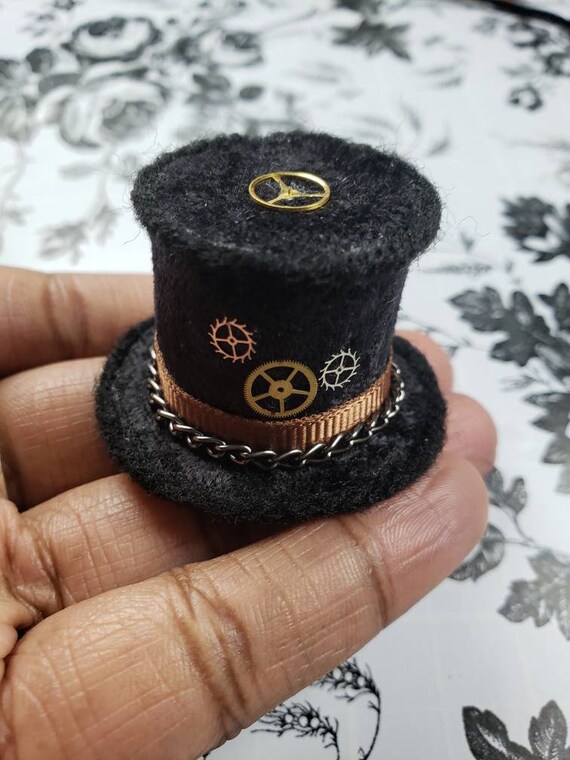Tiny Black Steampunk Top Hat Black With 